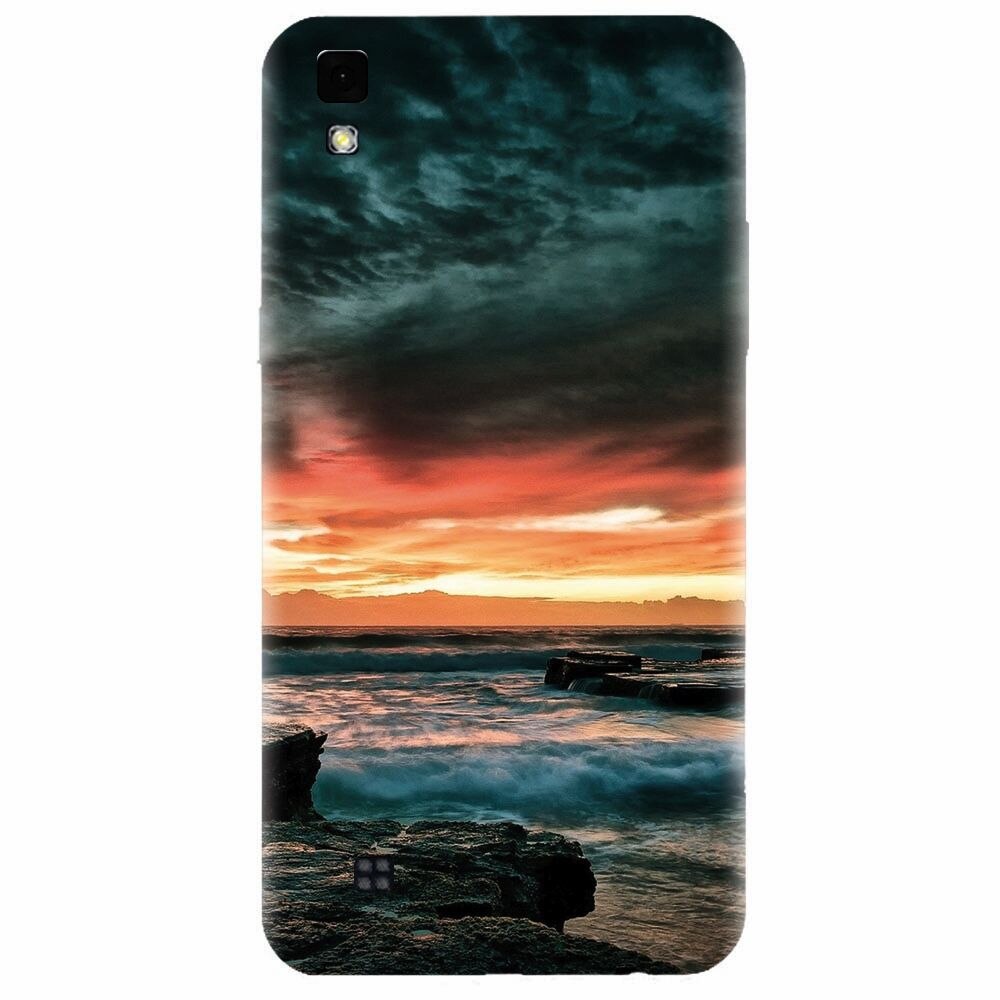 Husa silicon pentru Lg X Power, Dramatic Rocky Beach Shore Sunset