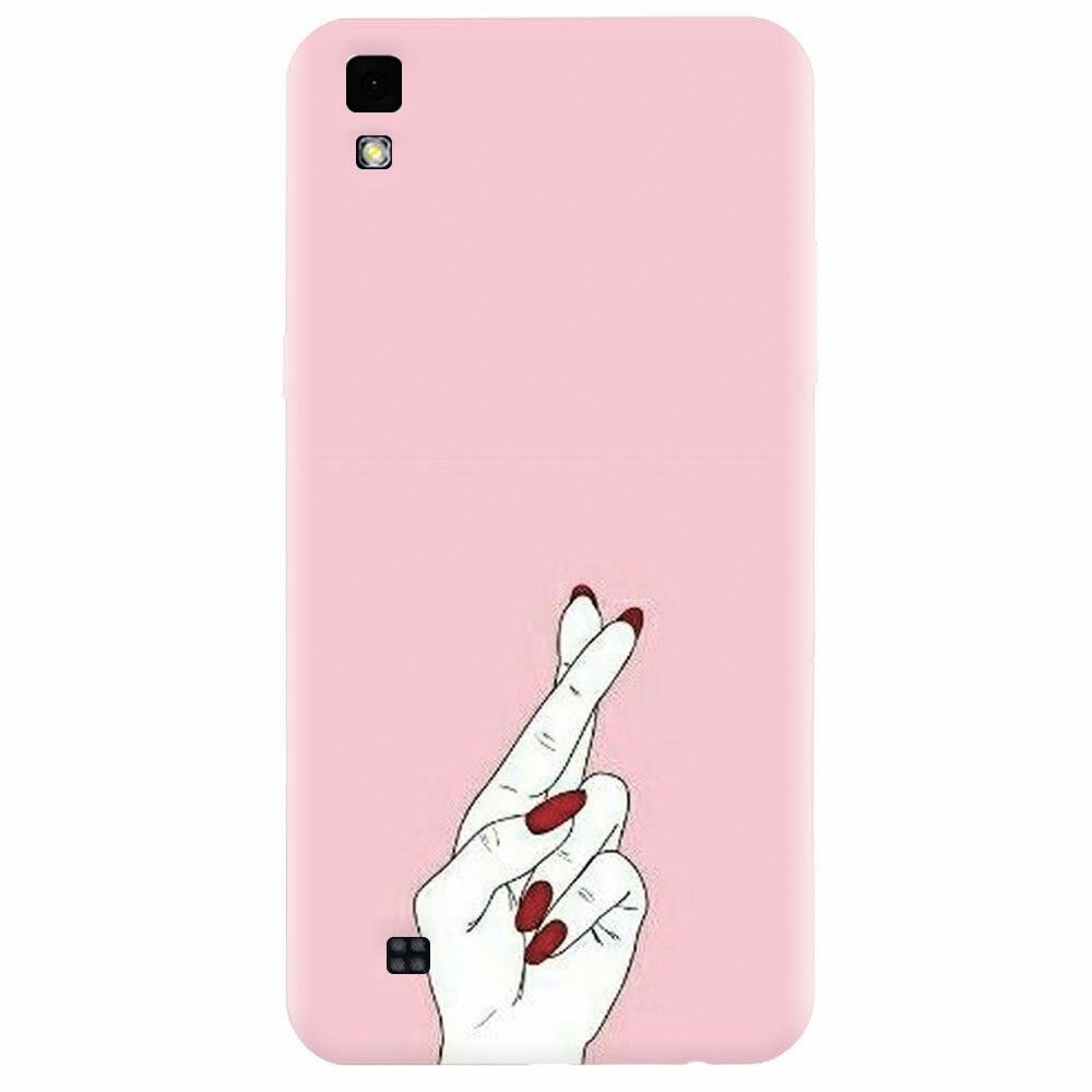 Husa silicon pentru Lg X Power, Pink Finger Cross