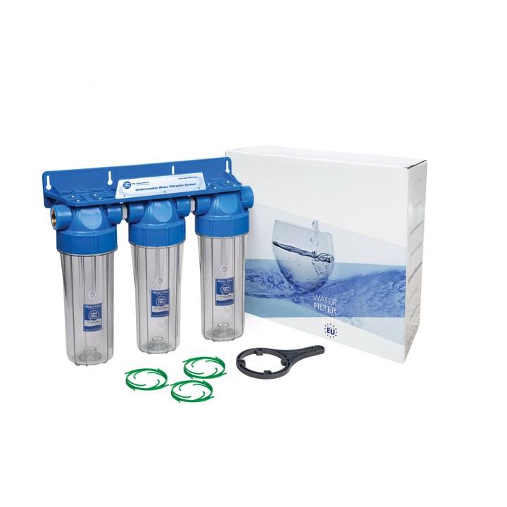 Sistem de filtrare Triplex 10" in 3 etape Aquafilter FHPRCLx-B-TRIPLE