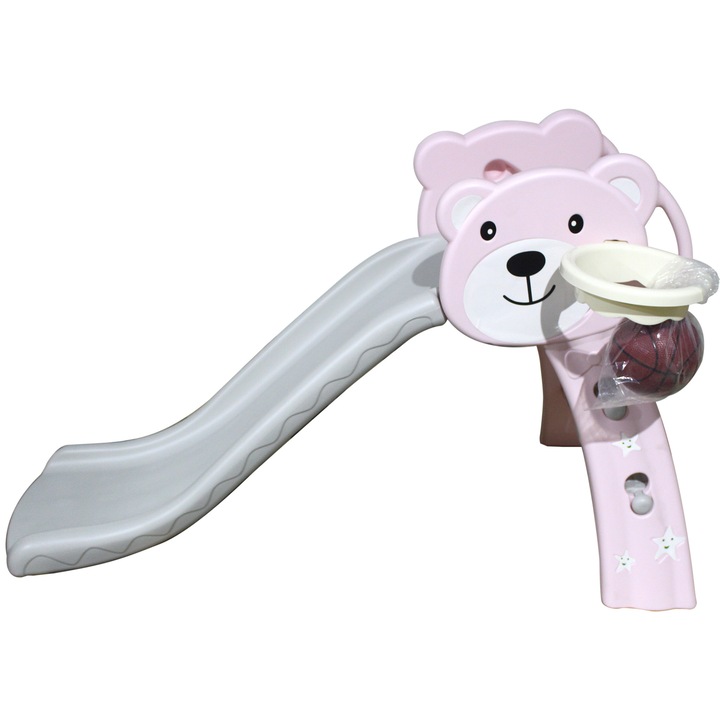 Tobogan Premium cu cos de baschet KotaBaby Roz