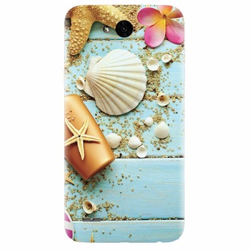 Husa silicon pentru Lg X Power 2, Blue Wood Seashells Sea Star Husa silicon pentru Lg X Power 2, Blue Wood Seashells Sea Star