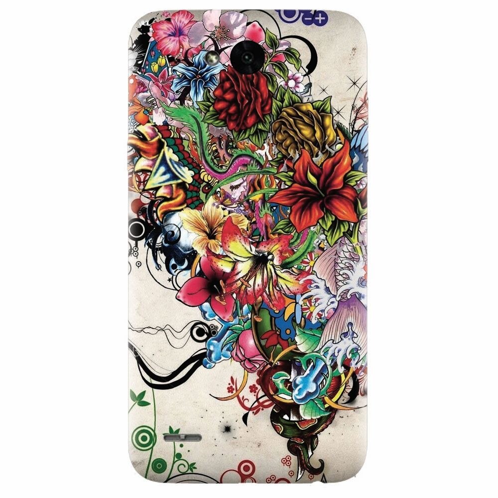 Husa silicon pentru Lg X Power 2, Abstract Flowers Tattoo Illustration