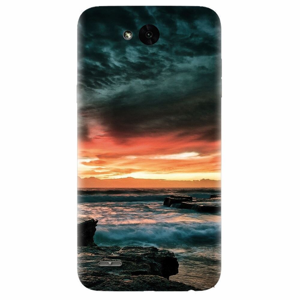 Husa silicon pentru Lg X Power 2, Dramatic Rocky Beach Shore Sunset
