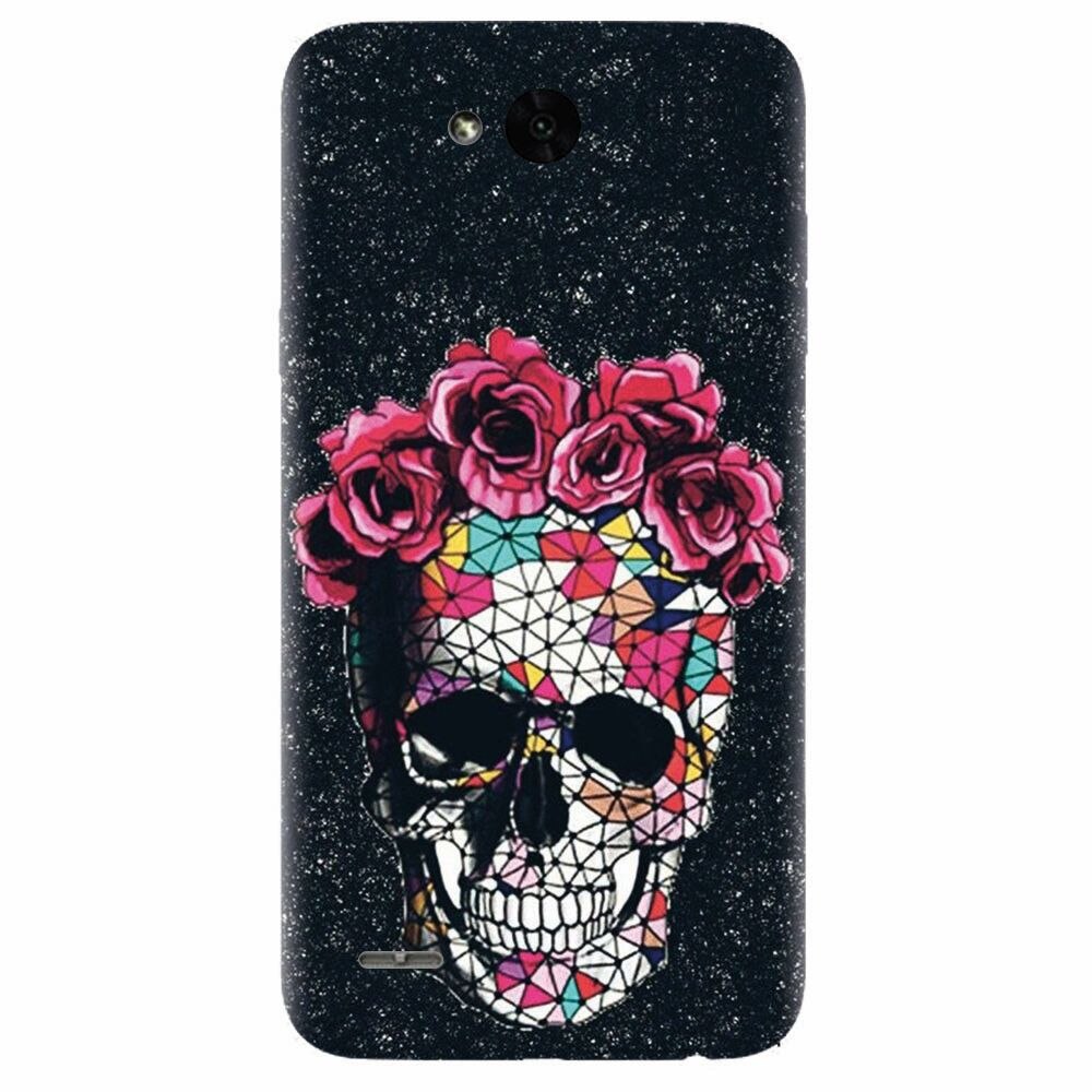 Husa silicon pentru Lg X Power 2, Colorful Skull Roses Space
