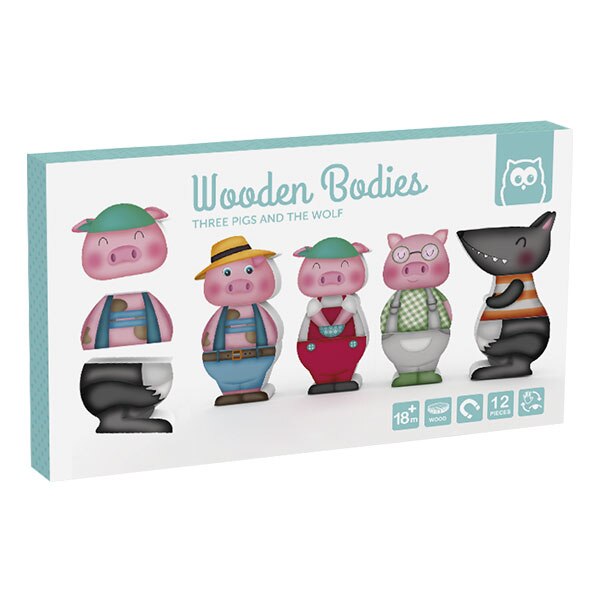 Puzzle magnetic din lemn - Cei trei purcelusi, Eurekakids