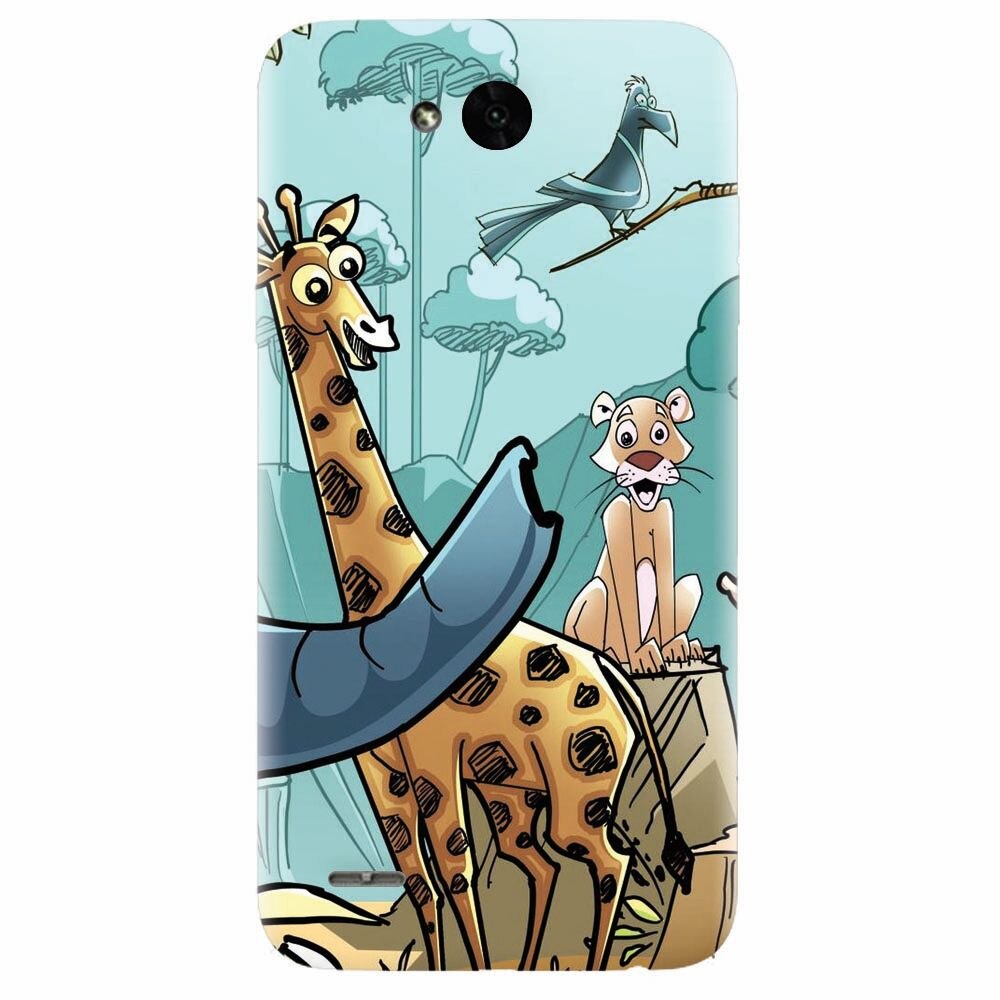 Husa silicon pentru Lg X Power 2, Children Drawings Elephants Giraffes Lions