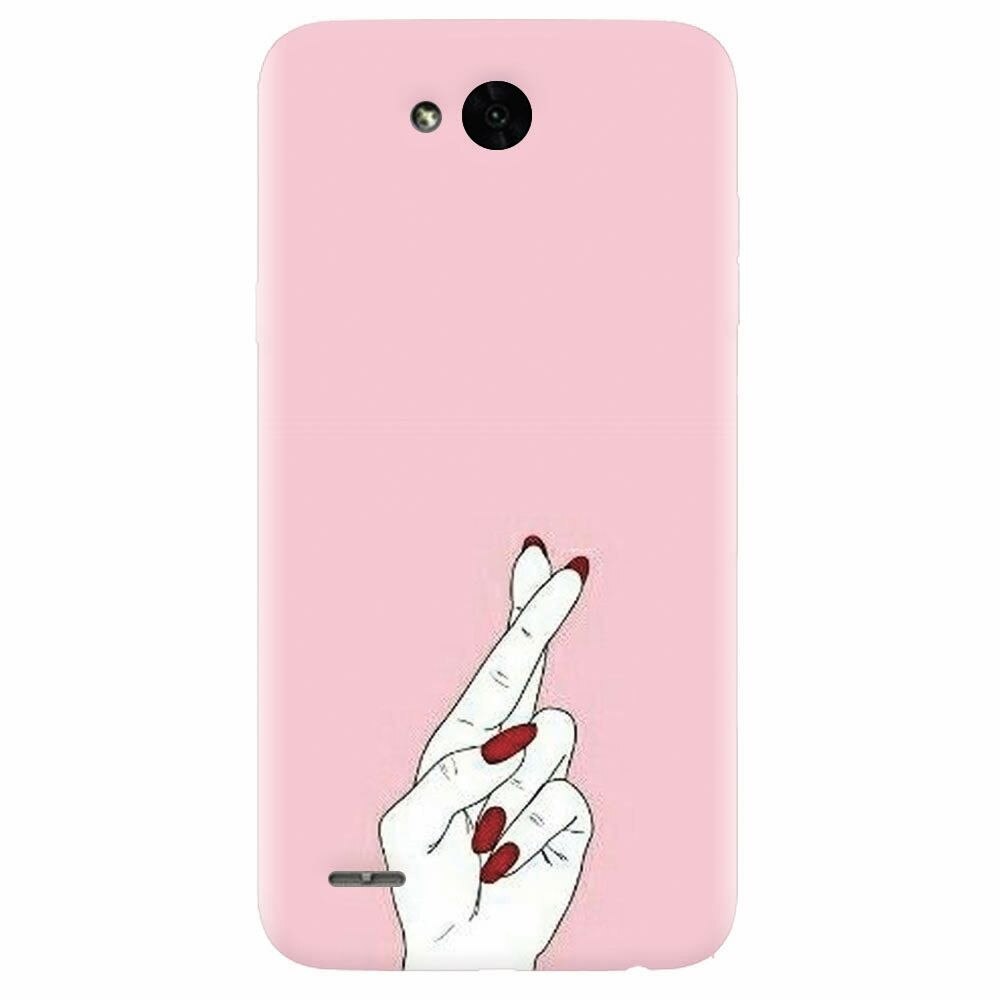 Husa silicon pentru Lg X Power 2, Pink Finger Cross