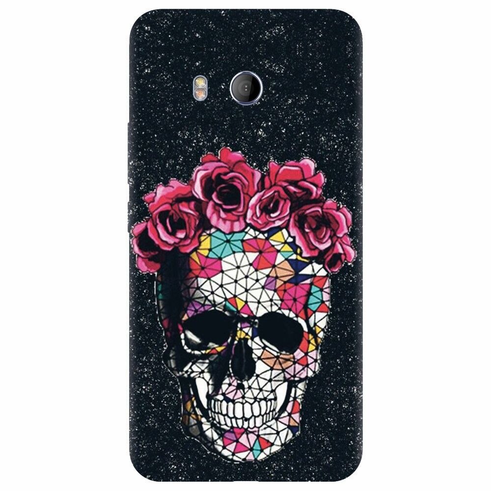 Husa silicon pentru Htc U 11, Colorful Skull Roses Space