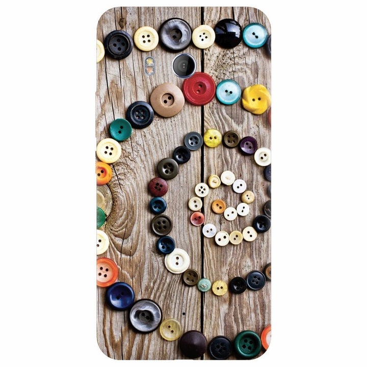 Силиконов калъф, съвместим с Htc U 11, Colorful Buttons Spiral Wood Deck