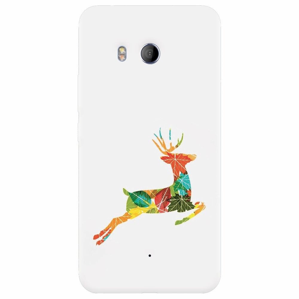 Husa silicon pentru Htc U 11, Colorful Reindeer Jump Illustration