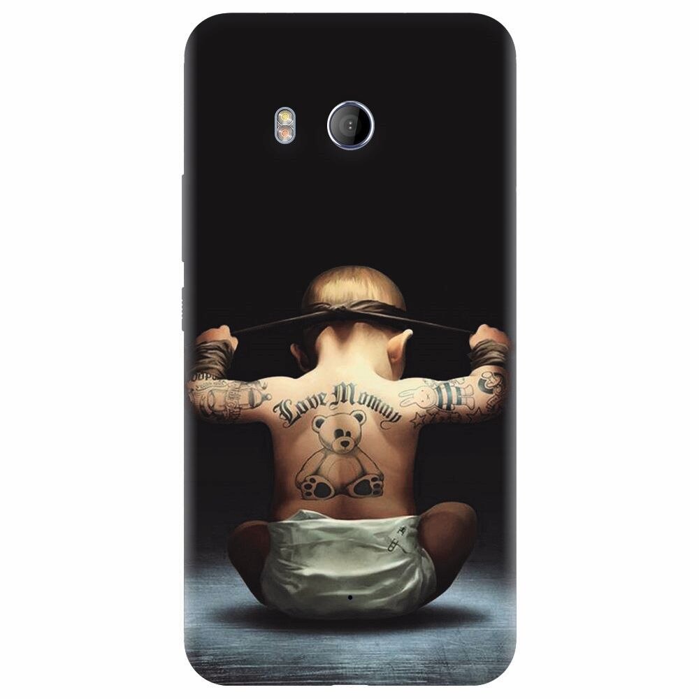 Husa silicon pentru Htc U 11, Body Builder Cute Baby Tattoo