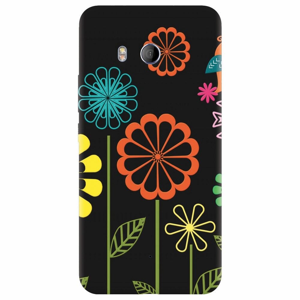 Husa silicon pentru Htc U 11, Colorful Spring Birds Flowers Vectors