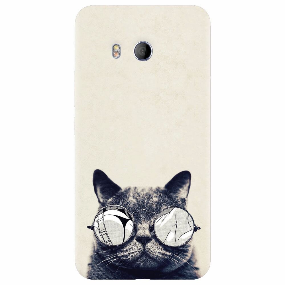 Husa silicon pentru Htc U 11, Cool Cat Glasses