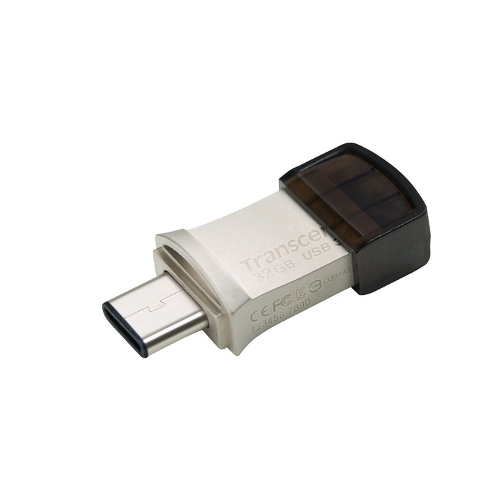 USB памет Transcend JetFlash 890S, сребрист / черен, 32GB, USB Type C