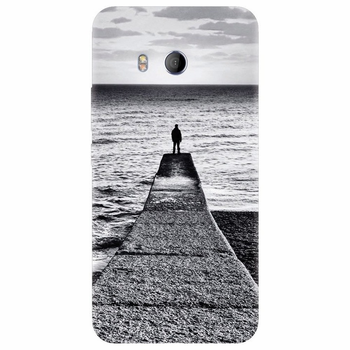 Husa din silicon compatibila cu Htc U 11, Abstract Dock Man Grey