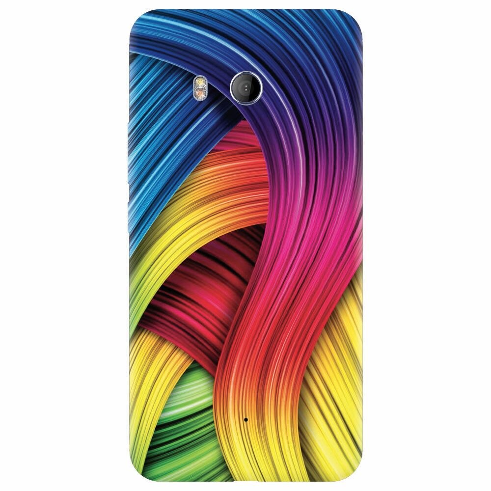 Husa silicon pentru Htc U 11, Curly Colorful Rainbow Lines Illustration