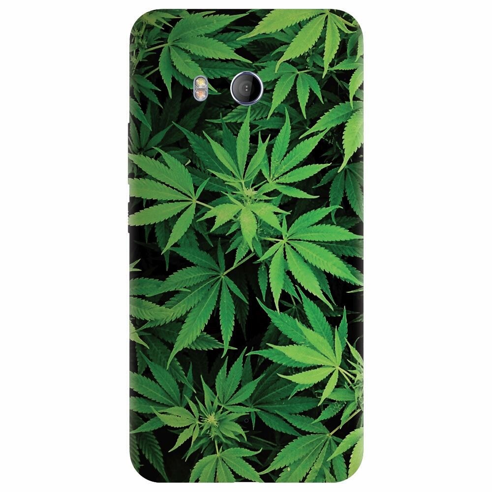 Husa silicon pentru Htc U 11, Green Leaf Pattern