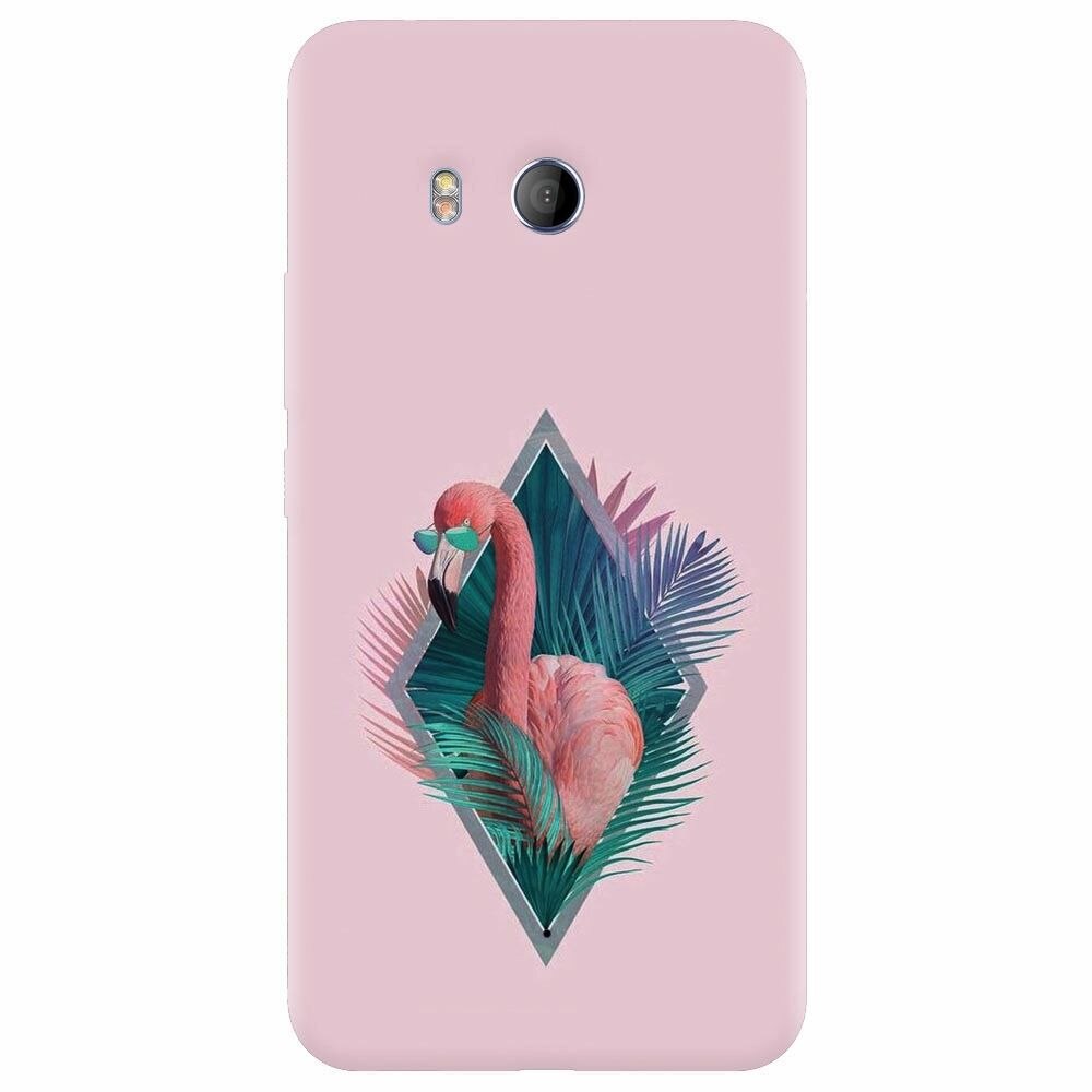 Husa silicon pentru Htc U 11, Flamingo With Sunglass