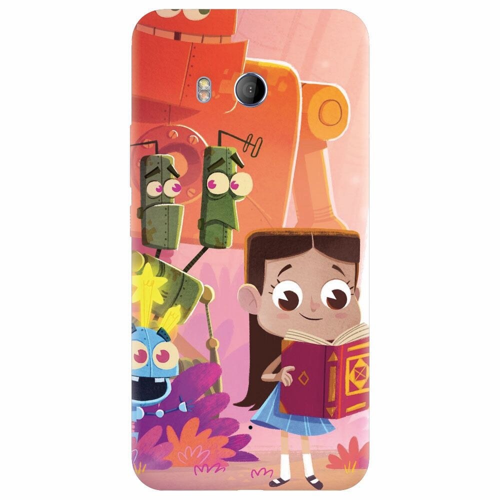Husa silicon pentru Htc U 11, Children Kids Robots Illustration Colorful K
