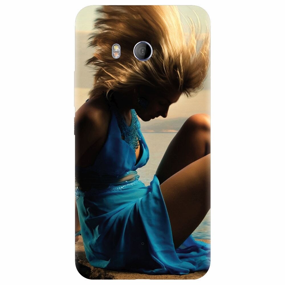 Husa silicon pentru Htc U 11, Girl In Blue Dress