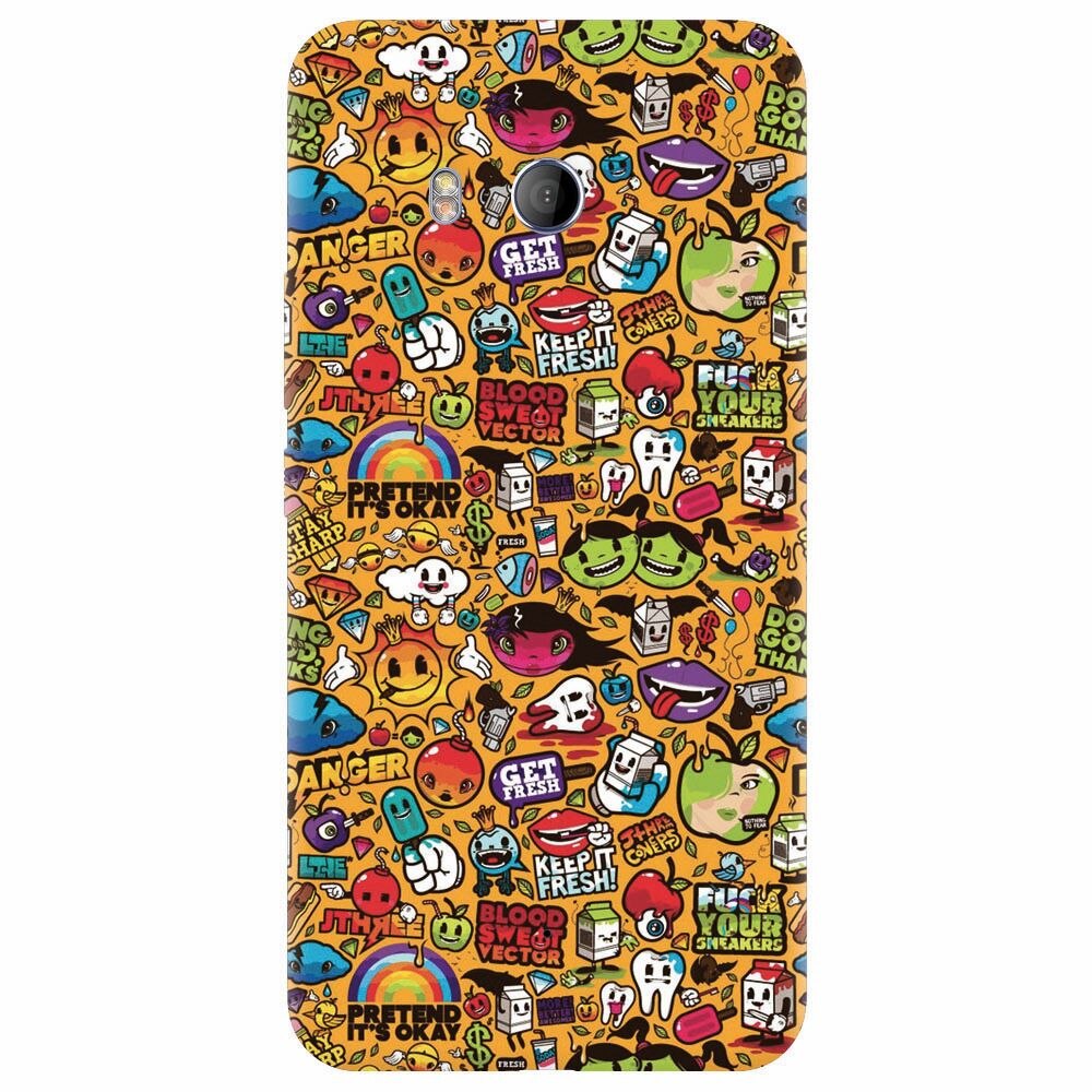 Husa silicon pentru Htc U 11, Colorful Sticker Illustrations