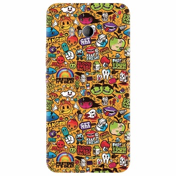 Husa silicon pentru Htc U 11, Colorful Sticker Illustrations Husa silicon pentru Htc U 11, Colorful Sticker Illustrations
