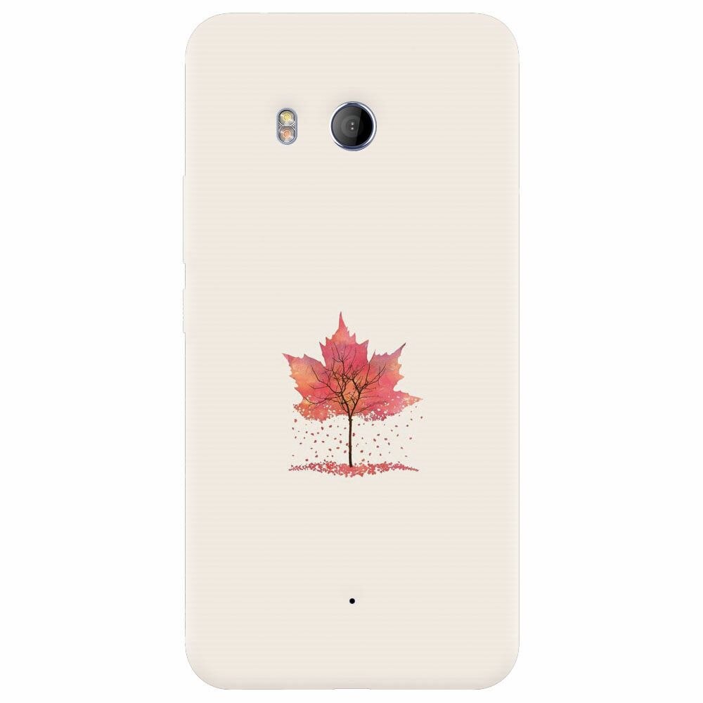 Husa silicon pentru Htc U 11, Autumn Tree Leaf Shape Illustration