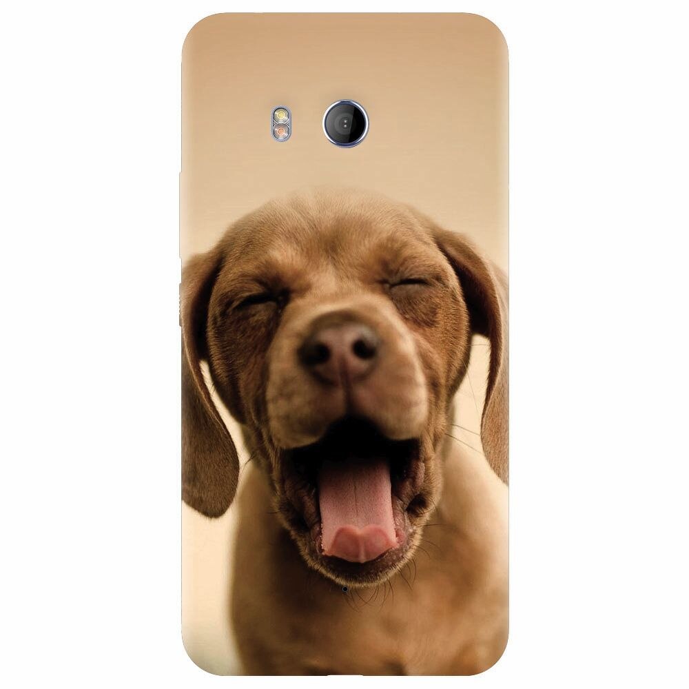Husa silicon pentru Htc U 11, Cute Yawning Puppy