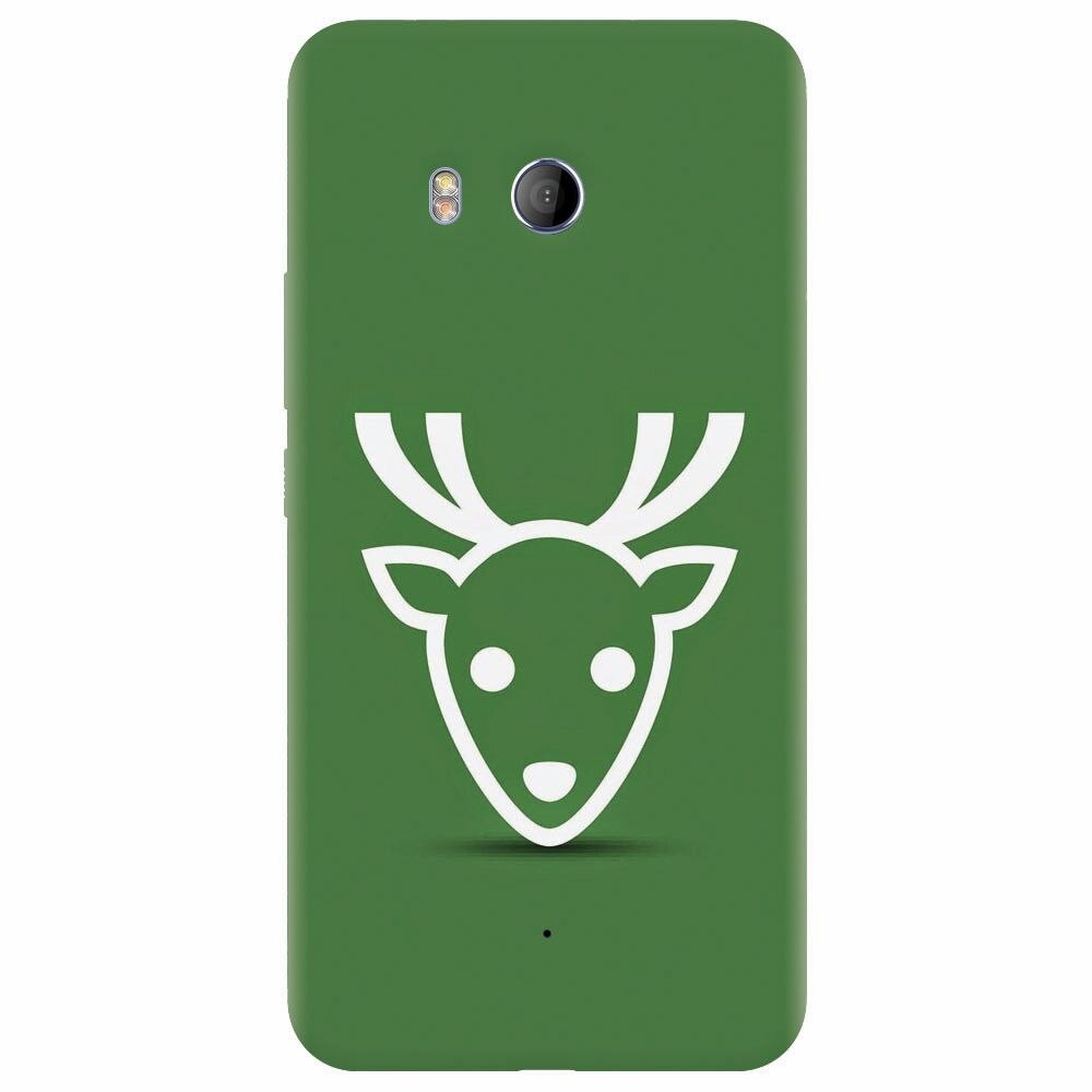Husa silicon pentru Htc U 11, Minimal Reindeer Illustration Green