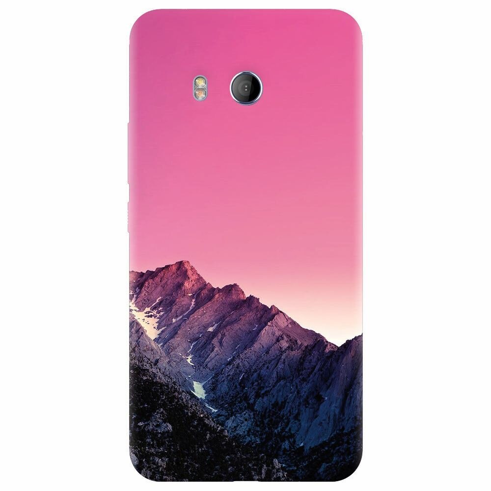 Husa silicon pentru Htc U 11, Mountain Peak Pink Gradient Effect