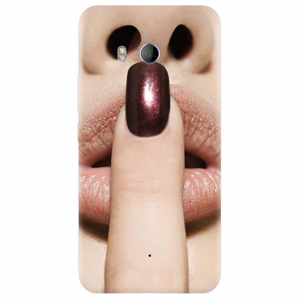 Husa silicon pentru Htc U 11, Finger Purple Nailpolish Girl Lips