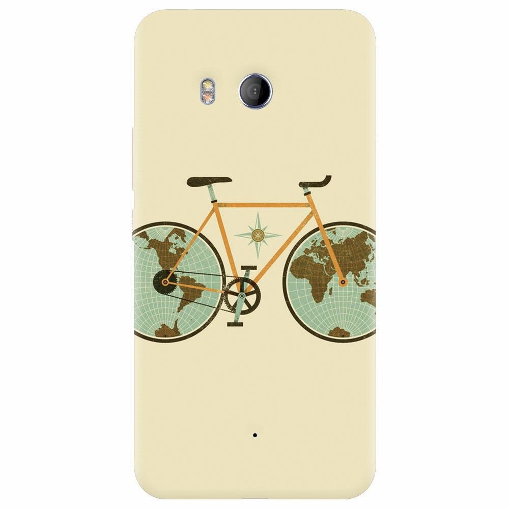 Husa silicon pentru Htc U 11, Retro Bicycle Illustration