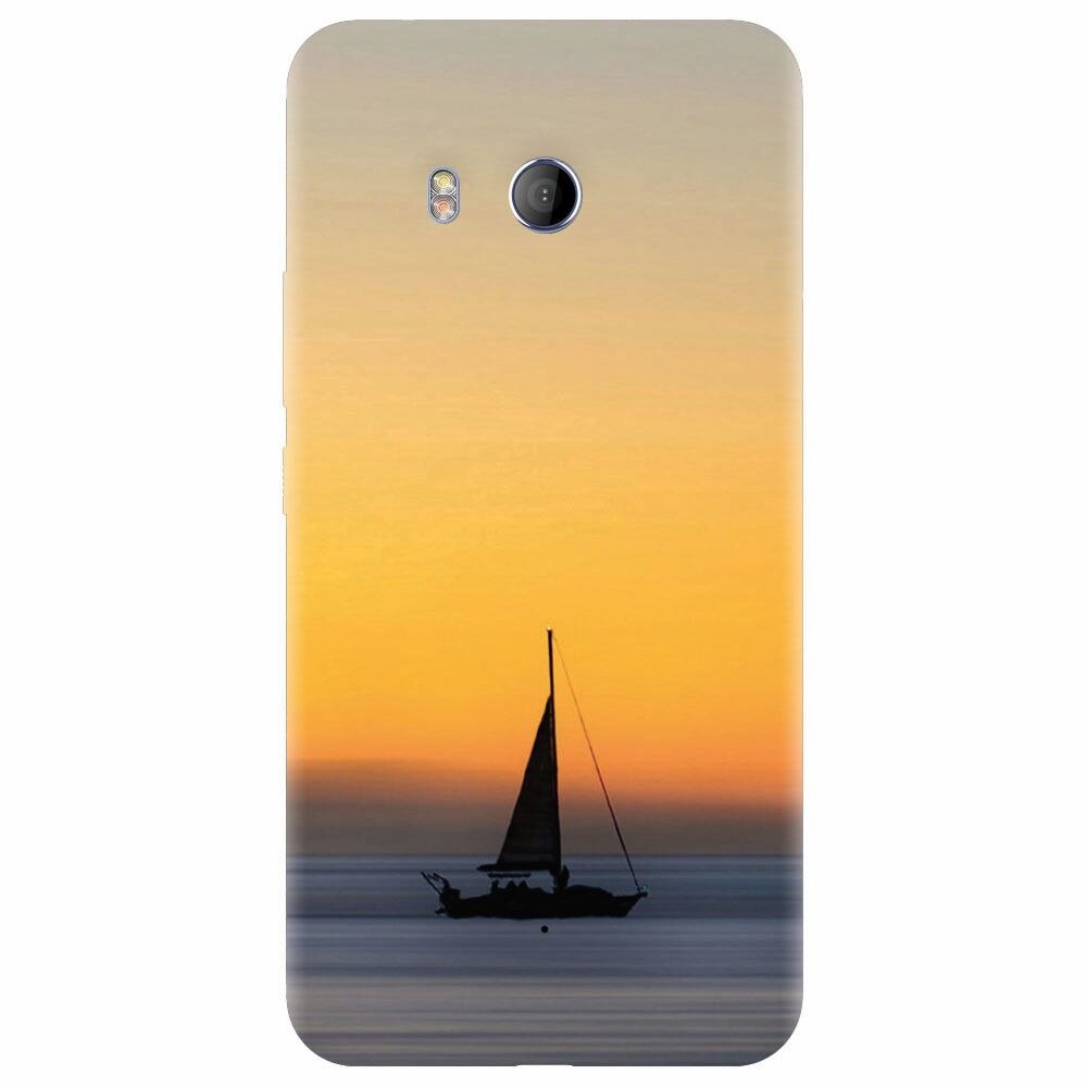 Husa silicon pentru Htc U 11, Wind Sail Boat Ocean Sunset