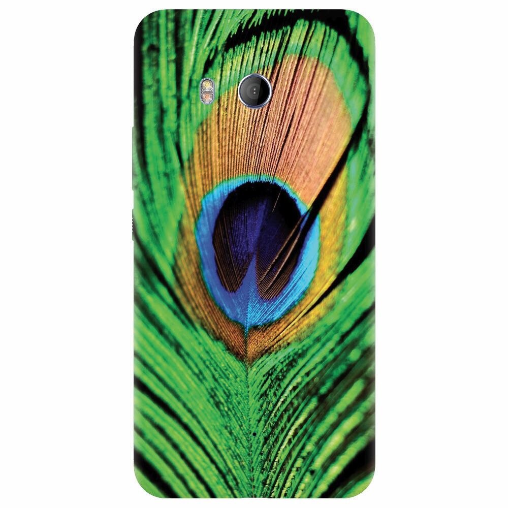 Husa silicon pentru Htc U 11, Peacock Feather Green Blue