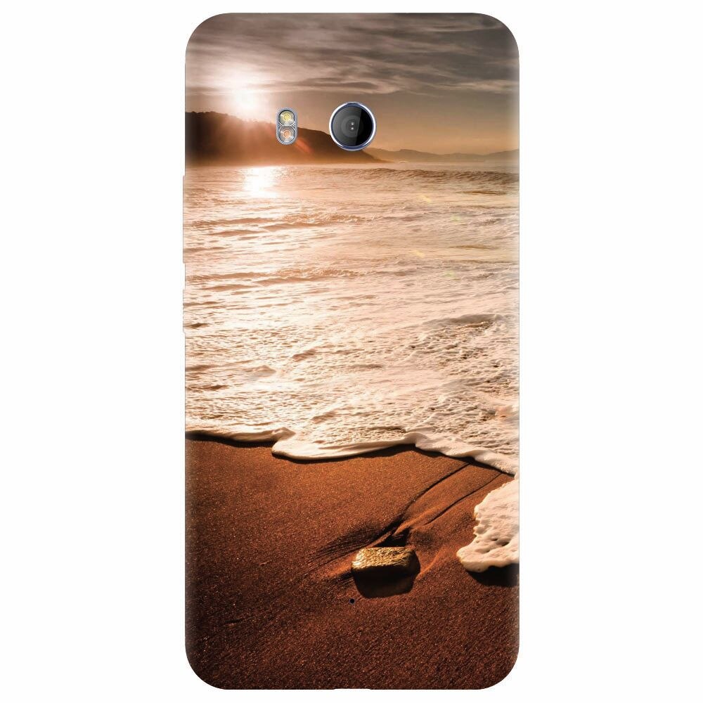 Husa silicon pentru Htc U 11, Sunset Foamy Beach Wave