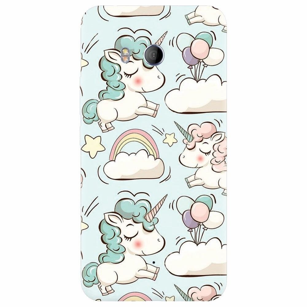 Husa silicon pentru Htc U 11, Unicorns And Clouds