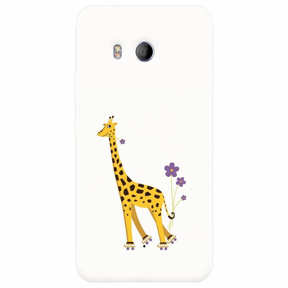 Husa silicon pentru Htc U 11, Rollerskating Girafe Illustration