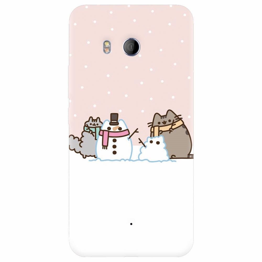 Husa silicon pentru Htc U 11, Cat And Snowman