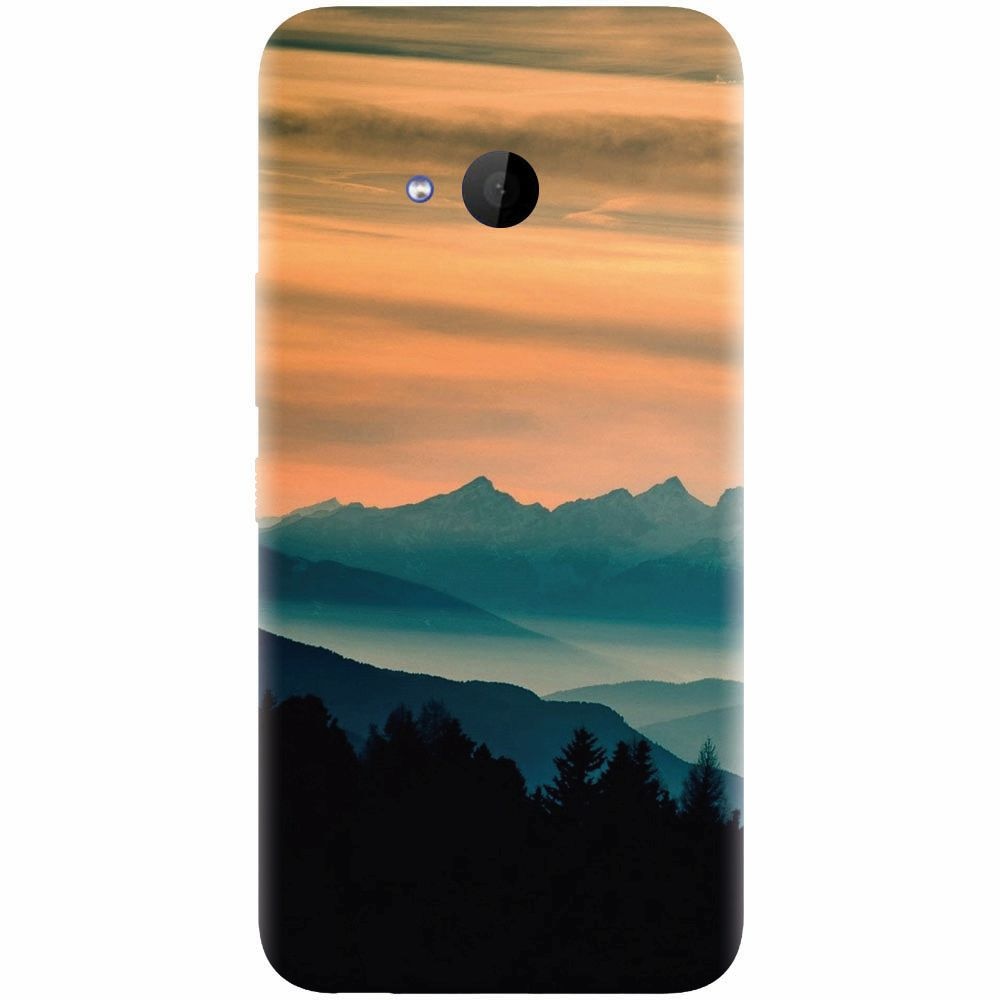 Husa silicon pentru Htc U 11 Life, Blue Mountains Orange Clouds Sunset Landscape
