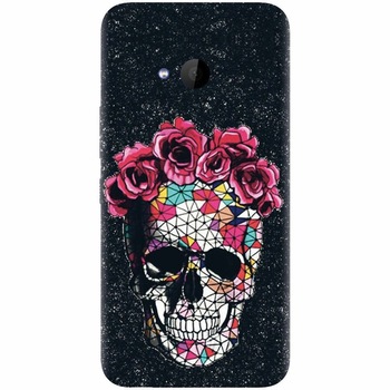 Husa silicon pentru Htc U 11 Life, Colorful Skull Roses Space Husa silicon pentru Htc U 11 Life, Colorful Skull Roses Space