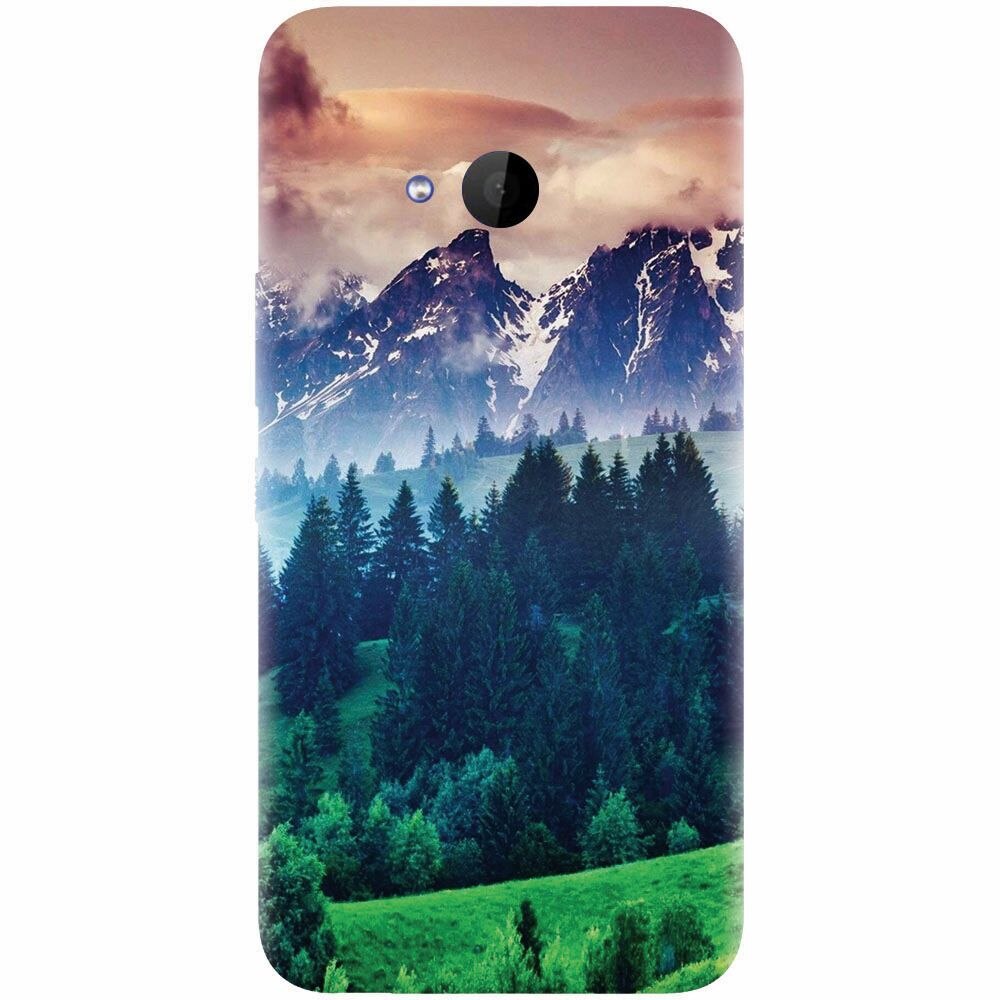 Husa silicon pentru Htc U 11 Life, Forest Hills Snowy Mountains And Sunset Clouds