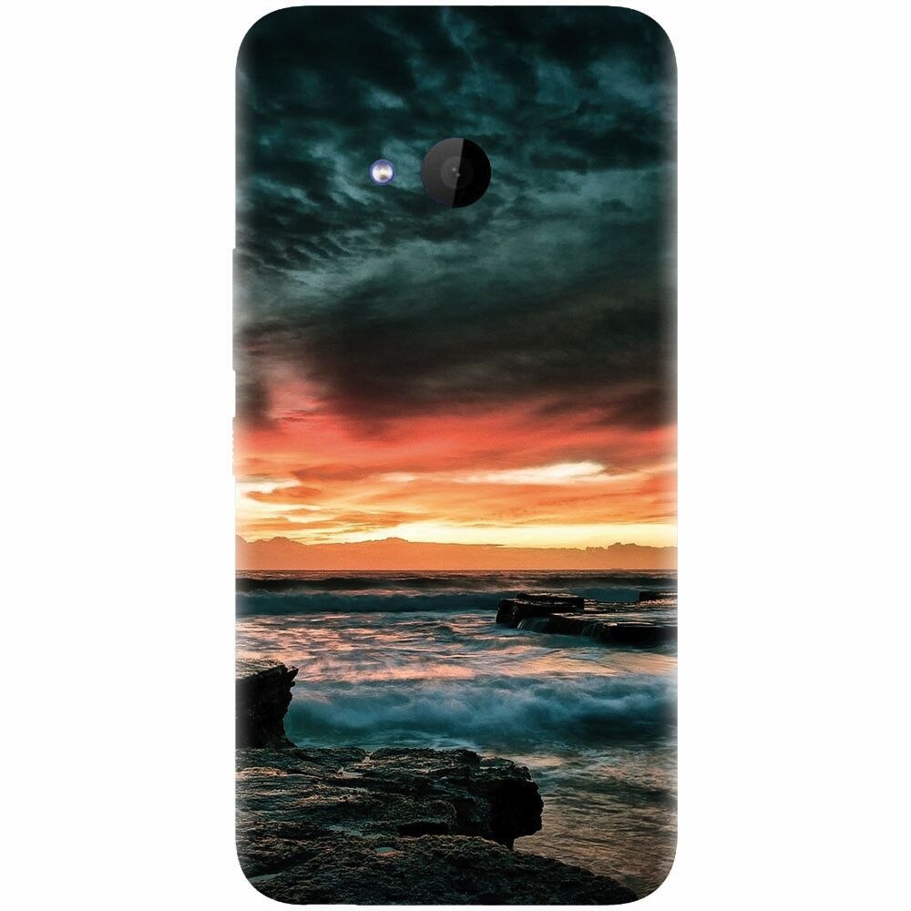 Husa silicon pentru Htc U 11 Life, Dramatic Rocky Beach Shore Sunset
