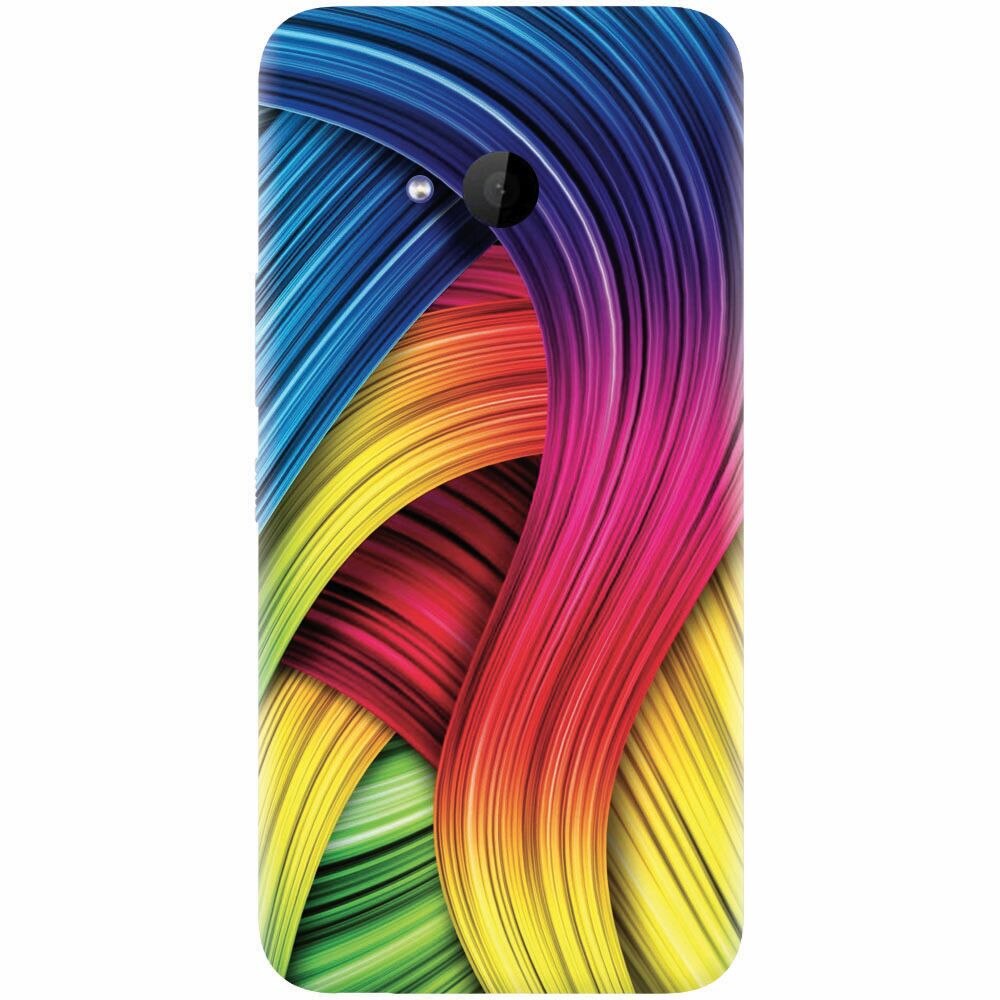 Husa silicon pentru Htc U 11 Life, Curly Colorful Rainbow Lines Illustration