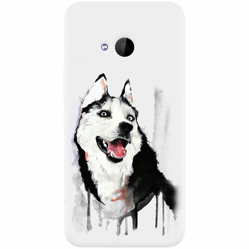 Husa silicon pentru Htc U 11 Life, Husky Dog Watercolor Illustration