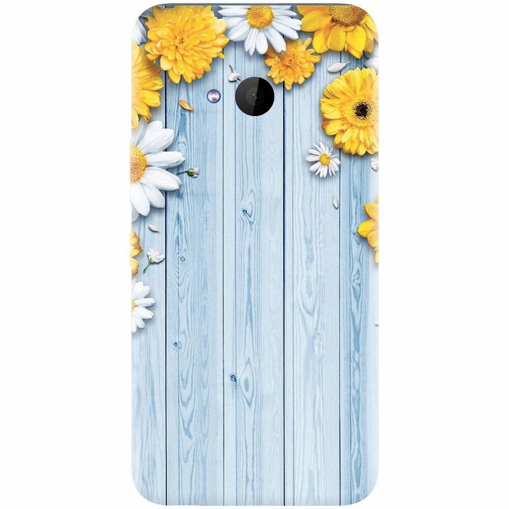 Husa silicon pentru Htc U 11 Life, Sunflower On Blue Wood