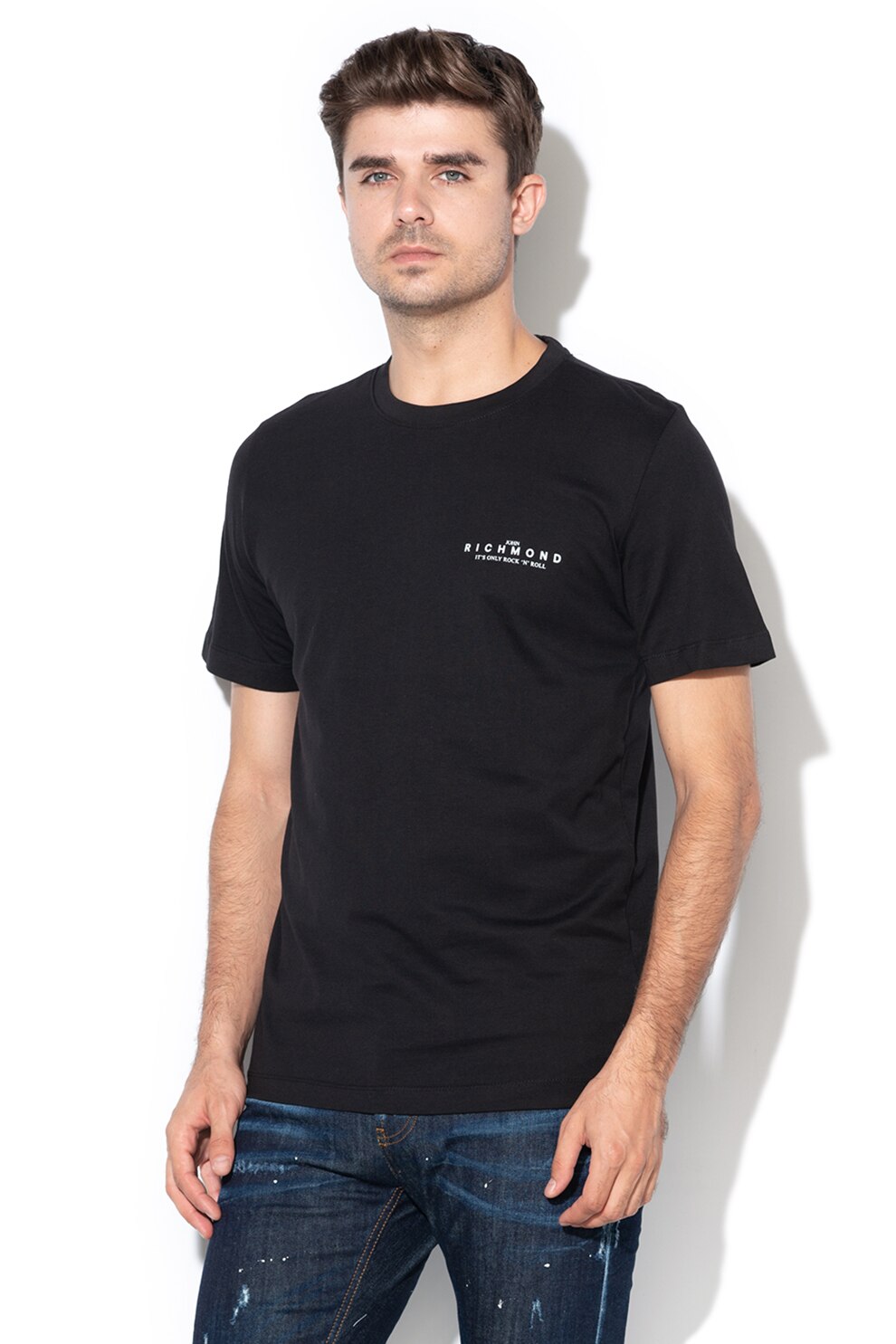 John Richmond, Tricou cu detaliu logo Amdam, Negru