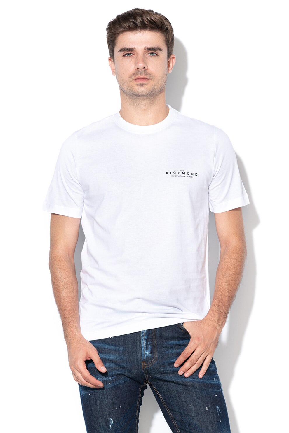 John Richmond, Tricou cu detaliu logo Amdam, Alb