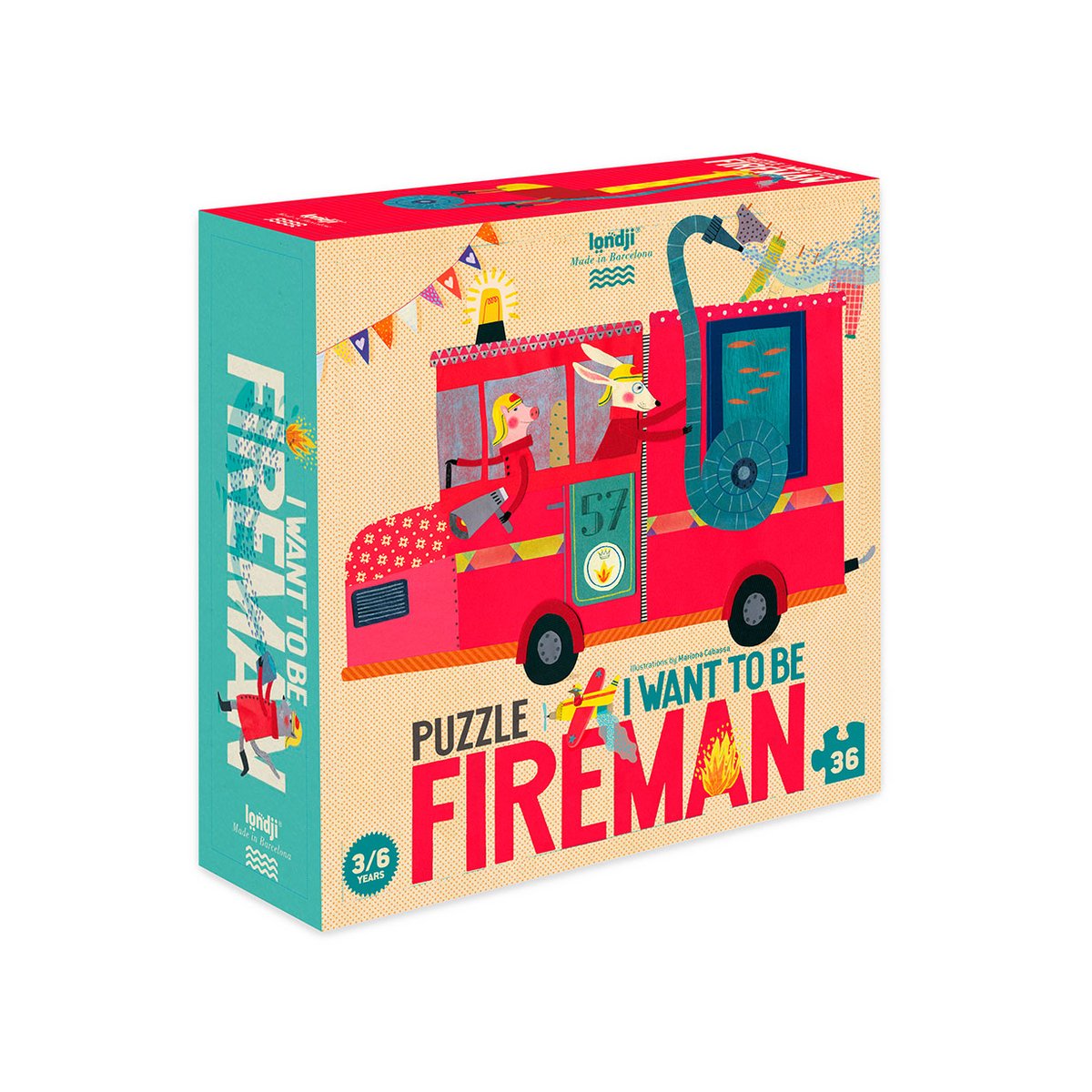 Puzzle 36 piese,multicolor-Pompieri, Londji