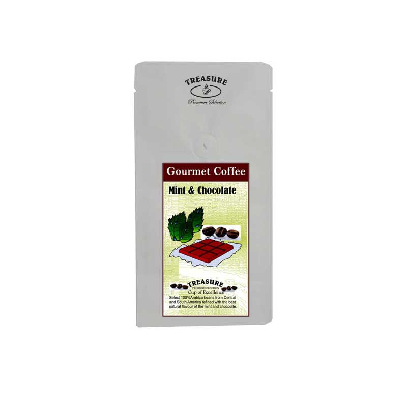 Cafea aroma Menta,boabe,125g,Treasure