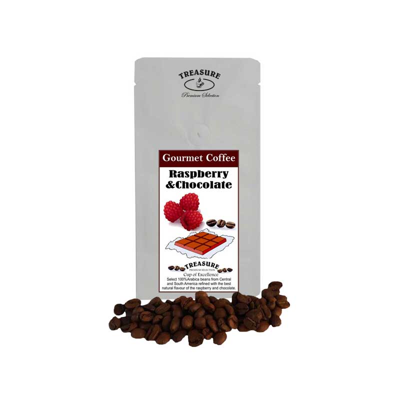 Cafea Zmeura si Ciocolata, Boabe, 100g, Treasure